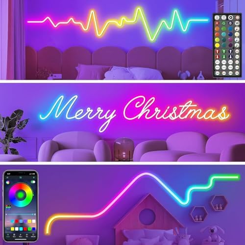 Led Neon Rope Light 60FT, Control with App/Remote, Flexible Led Rope Lights, Multiple Modes, IP68 Outdoor RGB, alternate view