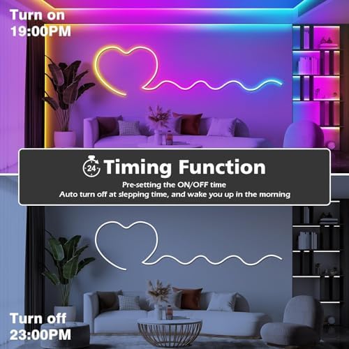 Led Neon Rope Light 60FT, Control with App/Remote, Flexible Led Rope Lights, Multiple Modes, IP68 Outdoor RGB, alternate view