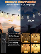 LED Outdoor String Lights, 150FT Dimmable Patio Lights with Remote Control, 45+2 Shatterproof ST38 Edison Bulbs, alternate