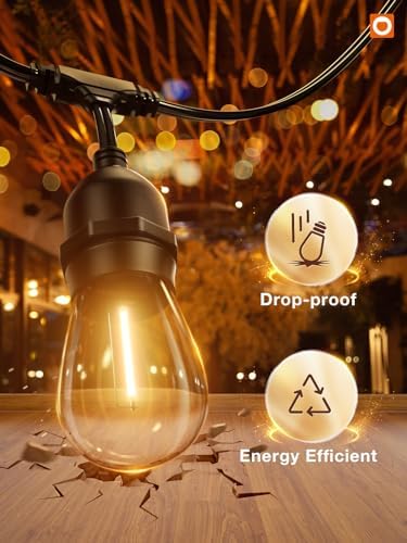 LED Outdoor String Lights 24FT Edison Vintage Weatherproof ETL, alternate view 2