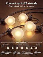 LED Outdoor String Lights 25Ft G40 Frosted White Globe Patio Lights Waterproof with 27 Shatterproof LED Bulbs, alternate view