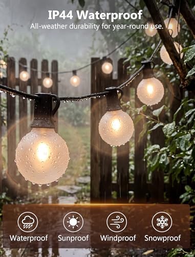 LED Outdoor String Lights 25Ft G40 Frosted White Globe Patio Lights Waterproof with 27 Shatterproof LED Bulbs, alternate view