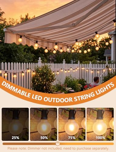 LED Outdoor String Lights 25Ft G40 Frosted White Globe Patio Lights Waterproof with 27 Shatterproof LED Bulbs, alternate view