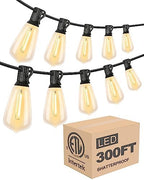 LED Outdoor String Lights 300FT Patio Lights with 96 Shatterproof ST38 Vintage Edison Bulbs, Outside Hanging
