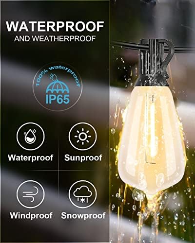 LED Outdoor String Lights 300FT Patio Lights with 96 Shatterproof ST38 Vintage Edison Bulbs, Outside Hanging, alternate view
