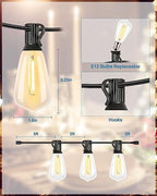 LED Outdoor String Lights 300FT Patio Lights with 96 Shatterproof ST38 Vintage Edison Bulbs, Outside Hanging, alternate view