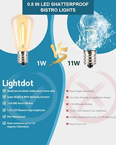 LED Outdoor String Lights 300FT Patio Lights with 96 Shatterproof ST38 Vintage Edison Bulbs, Outside Hanging, alternate view