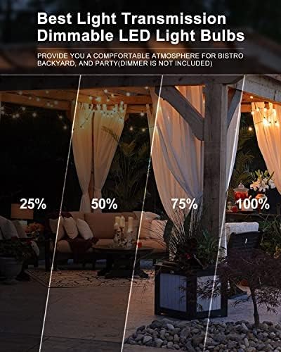 LED Outdoor String Lights 300FT Patio Lights with 96 Shatterproof ST38 Vintage Edison Bulbs, Outside Hanging, alternate view