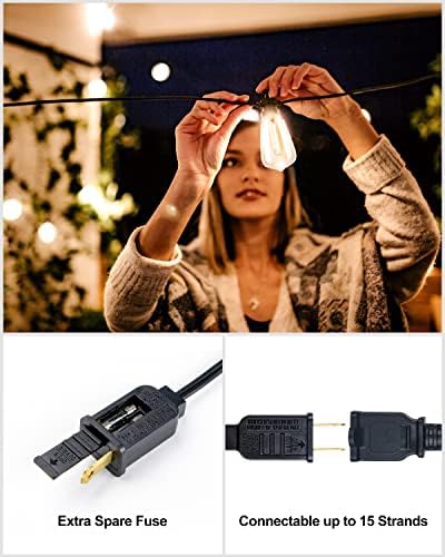 LED Outdoor String Lights 400FT Patio Lights with 128 Shatterproof ST38 Vintage Edison Bulbs, Outside Hanging, alternate view