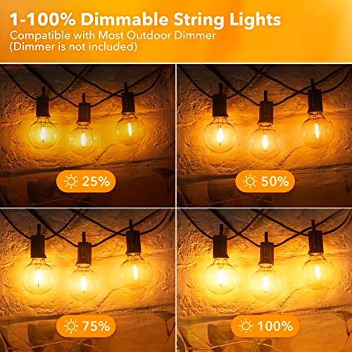 LED Outdoor String Lights Patio Lights 100FT with 104 LED Bulbs, Shatterproof Weatherproof Commercial Hanging, alternate view
