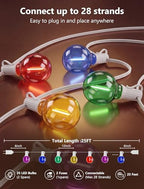 LED Outdoor String Lights Plug in, 25FT 27 G40 Shatterproof Multicolor Bulb, alternate view 2
