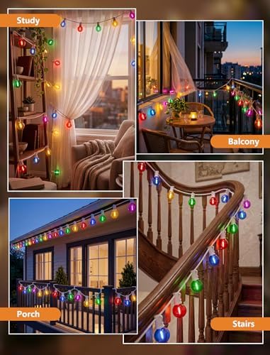 LED Outdoor String Lights Plug in, 25FT 27 G40 Shatterproof Multicolor Bulb, alternate view 5
