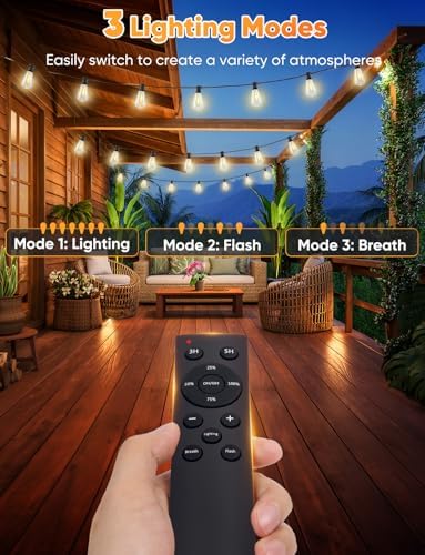 LED Outdoor String Lights with Remote, 100FT Commercial Grade Waterproof Outdoor Patio Lights, 30+2 ST38, alternate view 3