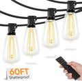 LED Outdoor String Lights with Remote, 60FT Patio Lights Outdoor Waterproof with 19 Shatterproof ST38 LED Edison
