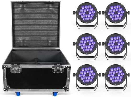 LED Par Light IP67 Waterproof 18X18W RGBWAUV 6-in-1, High Power Wash Strobe DJ DMX Sound Activated Uplights for