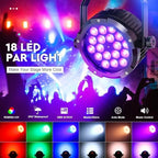 LED Par Light IP67 Waterproof 18X18W RGBWAUV 6-in-1, High Power Wash Strobe DJ DMX Sound Activated Uplights for, alternate