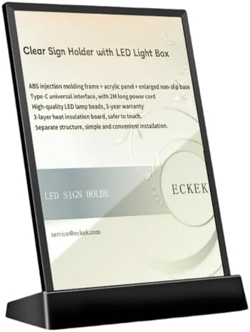 LED Sign Holder LED Menu Board A4 (color version L shape with black frame)
