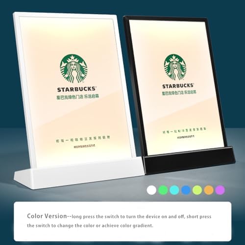 LED Sign Holder Menu Board A4 |white light version L shape with white frame, alternate view 4
