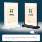 LED Sign Holder Menu Board A4 |white light version T shape with black frame, alternate view 3