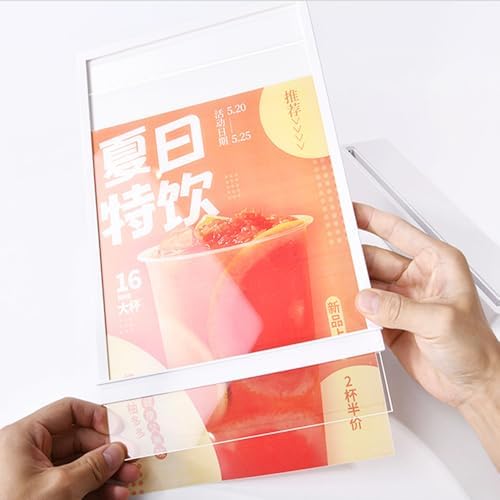LED Sign Holder Menu Board A4 |white light version T shape with white frame, alternate view 2