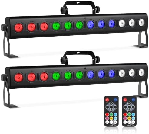 LED Stage Light Bar,60W 2Pack RGBW 4IN1 12LEDs Stage Wash Lights Bar with 4-Zone Segment Colorful Changing