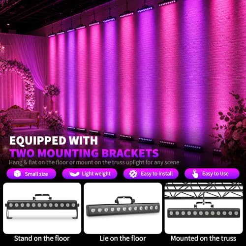 LED Stage Light Bar,60W 2Pack RGBW 4IN1 12LEDs Stage Wash Lights Bar with 4-Zone Segment Colorful Changing, alternate view 4