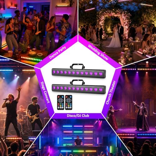 LED Stage Light Bar,60W 2Pack RGBW 4IN1 12LEDs Stage Wash Lights Bar with 4-Zone Segment Colorful Changing, alternate view 6
