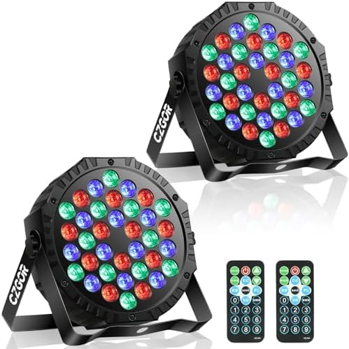 LED Stage Lights 2Pack - 36W RGB DJ Par Light for Party, Remote & DMX in RGB (Red, Green, Blue)