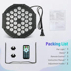 LED Stage Lights 4Pack - 36W RGB DJ Par Light for Party, Remote & DMX in 36 LED Par Lights 4Pack, alternate view 6