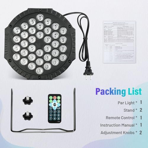 LED Stage Lights 4Pack - 36W RGB DJ Par Light for Party, Remote & DMX in 36 LED Par Lights 4Pack, alternate view 6