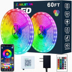 Led Strip Lights,60ft Music Sync Color Changing, Built-in Mic, Bluetooth App Control LED Tape Lights with