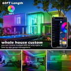 Led Strip Lights,60ft Music Sync Color Changing, Built-in Mic, Bluetooth App Control LED Tape Lights with, alternate view 2