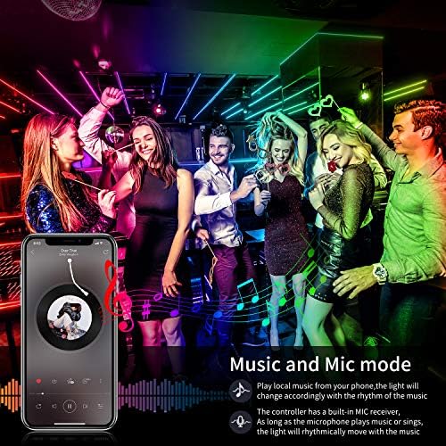 Led Strip Lights,60ft Music Sync Color Changing, Built-in Mic, Bluetooth App Control LED Tape Lights with, alternate view 4