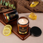 Lemon Eucalyptus Scented Candle, Soy Candles for Home Scented, Amber Jar Candles Gifts for Men Women, 7oz, alternate view 4