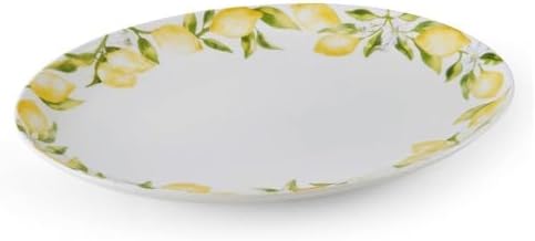 Lemons Oval Bone China Lightweight Chip Resistant Serving Platter, 14-Inch, Multicolor in 14-Inch in Multicolor
