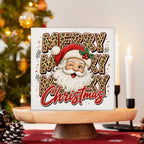 Leopard Christmas Decor, Santa Claus Christmas Wooden Sign Decorations, alternate view 3