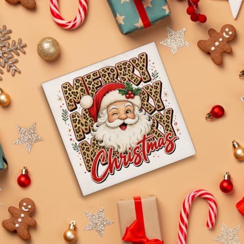 Leopard Christmas Decor, Santa Claus Christmas Wooden Sign Decorations, alternate view 4