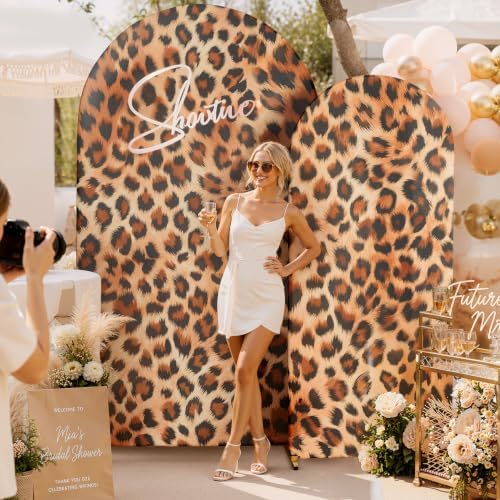 Leopard Print Arch Backdrop Cover Set, 7.2FT & 6FT Wrinkle-Free Spandex Fitted Chiara Backdrop Stand Covers for, alternate
