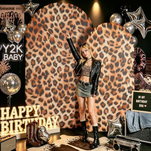Leopard Print Arch Backdrop Cover Set, 7.2FT & 6FT Wrinkle-Free Spandex Fitted Chiara Backdrop Stand Covers for, alternate