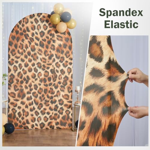 Leopard Print Arch Backdrop Cover Set, 7.2FT & 6FT Wrinkle-Free Spandex Fitted Chiara Backdrop Stand Covers for, alternate