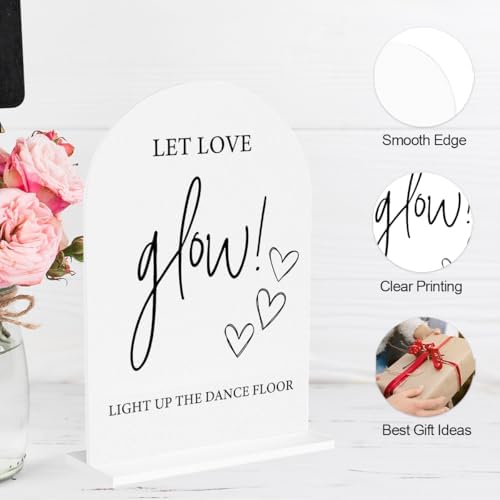 Let Love Glow Acrylic Sign, Light Up Dance Floor Desk Decor for Ceremony Modern Calligraphy Arch Acrylic Table, alternate