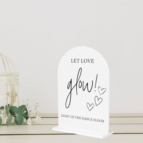 Let Love Glow Acrylic Sign, Light Up Dance Floor Desk Decor for Ceremony Modern Calligraphy Arch Acrylic Table, alternate