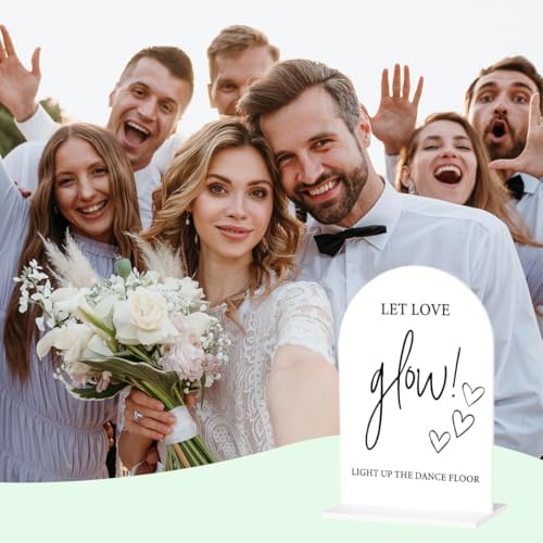 Let Love Glow Acrylic Sign, Light Up Dance Floor Desk Decor for Ceremony Modern Calligraphy Arch Acrylic Table, alternate