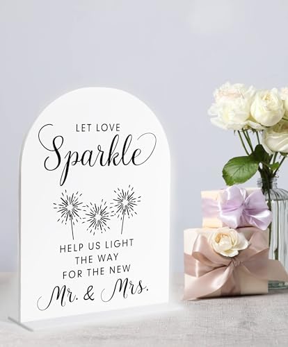 Let Love Sparkle Sign Wedding, White Arch Acrylic Sign, Sparkles for Wedding, Dance Floor Props, Bridal Shower, alternate