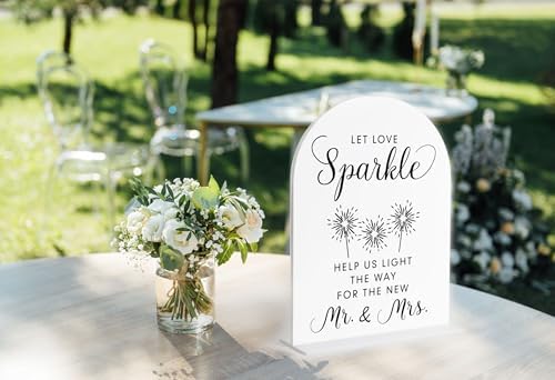 Let Love Sparkle Sign Wedding, White Arch Acrylic Sign, Sparkles for Wedding, Dance Floor Props, Bridal Shower, alternate
