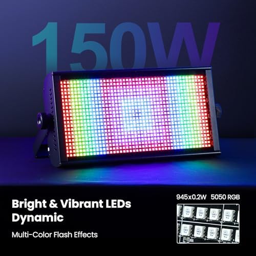 LF105 Stage Strobe Light Bar, 945 * 0.5W Matrix RGB DJ Strobe Lighting with 7x15 Pixel Control Zones, DMX512, alternate view