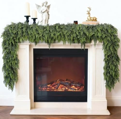 Lifelike Touch Artificial Christmas Cedar Garland for Mantle (6FT 1PCS)