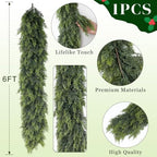 Lifelike Touch Artificial Christmas Cedar Garland for Mantle (6FT 1PCS), alternate view 5