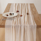 Light Beige Cheesecloth Table Runner 120 Inches Fall Party Home Decorations, alternate view 3