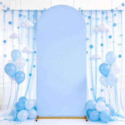 Light Blue Arch Backdrop Cover 6.6FT Spandex Fitted Baby Shower Arch Cover in 3.6ftx6.6ft in Light Blue